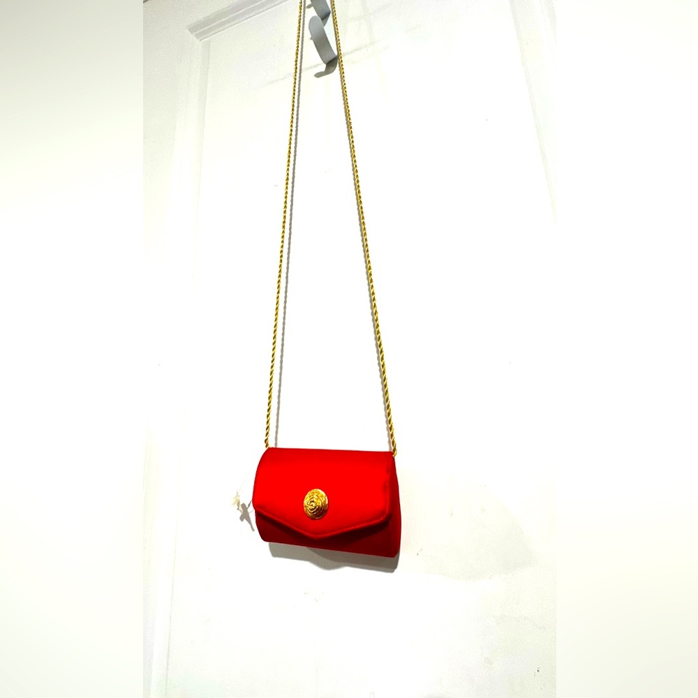 Vintage Carey Adina Satin Red Small Shoulder Evening Bag
